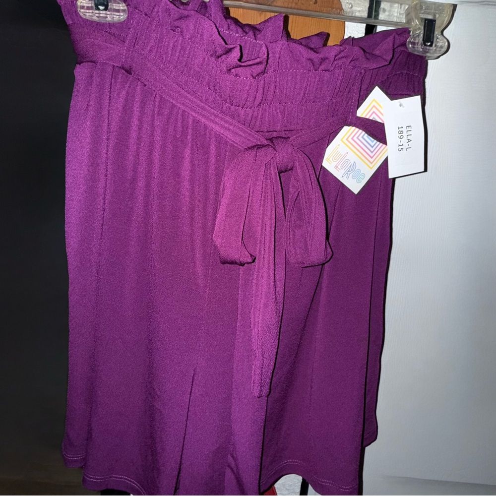 LuLaRoe Ella Purple Ruffled Waist-Tie Shorts